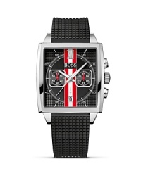 Inspired by motorsport's checkered racing flag, this HUGO BOSS timepiece features a square face with grid-textured dial and bold stripe detail. Inspired by motorsport's checkered racing flag, this HUGO BOSS timepiece features a square face with grid-textured dial and bold stripe detail.