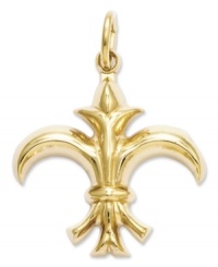 Royal roots. Add this iconic symbol of France for a dignified look. 14k gold charm features a petite Fleur de Lis. Chain not included. Approximate length: 1 inch. Approximate width: 4/5 inch. Royal roots. Add this iconic symbol of France for a dignified look. 14k gold charm features a petite Fleur de Lis. Chain not included. Approximate length: 1 inch. Approximate width: 4/5 inch.