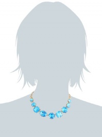 Betsey Johnson Iconic Stone Blue Large Gem Necklace, 19