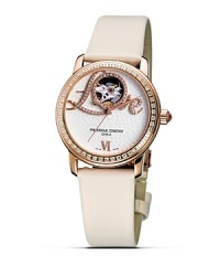 The Frédérique Constant Ladies Automatic Collections have been designed by women for women. Classic and elegant, feminine and sophisticated, sexy in every detail. These fine mechanical timepieces have been developed with passion, to reflect the values and aspirations of today's women. Automatic calibration. Vanilla satin strap. Made in Geneva, Switzerland. The Frédérique Constant Ladies Automatic Collections have been designed by women for women. Classic and elegant, feminine and sophisticated, sexy in every detail. These fine mechanical timepieces have been developed with passion, to reflect the values and aspirations of today's women. Automatic calibration. Vanilla satin strap. Made in Geneva, Switzerland.