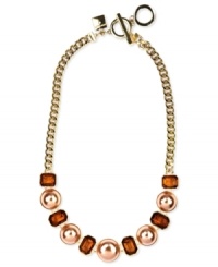 As sweet as ice cream. This necklace from Anne Klein displays plastic pearl and stone embellishments in cream and emerald hues. Toggle closure. Crafted in gold tone mixed metal. Approximate length: 17 inches + 2-inch extender. As sweet as ice cream. This necklace from Anne Klein displays plastic pearl and stone embellishments in cream and emerald hues. Toggle closure. Crafted in gold tone mixed metal. Approximate length: 17 inches + 2-inch extender.