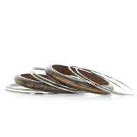 Set of Eight Wood and Gunmetal Gray Bangle Bracelets, 7 Inches Set of Eight Wood and Gunmetal Gray Bangle Bracelets, 7 Inches