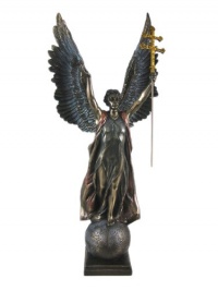 Archangel Saint Gabriel with Cross of Lorraine, Bronze Powder Cast Statue 15-in Archangel Saint Gabriel with Cross of Lorraine, Bronze Powder Cast Statue 15-in