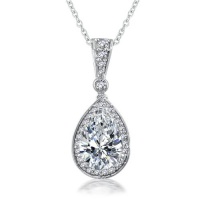Bling Jewelry Sterling Silver Pendant Pear CZ Drop Pendant Chain Necklace Bling Jewelry Sterling Silver Pendant Pear CZ Drop Pendant Chain Necklace
