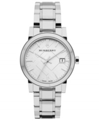 A stainless steel design with added fashion, thanks to Burberry's iconic check patterns. A stainless steel design with added fashion, thanks to Burberry's iconic check patterns.