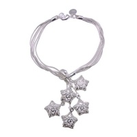 Star Hollow Charms Sterling Silver Plated Bracelet 7.5 Star Hollow Charms Sterling Silver Plated Bracelet 7.5