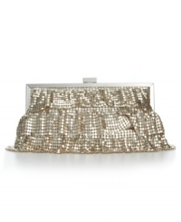Light up your look with a fabulous evening clutch featuring metallic mesh ruffles. This fabulous design by Jessica McClintock pairs perfectly with your favorite LBD. Light up your look with a fabulous evening clutch featuring metallic mesh ruffles. This fabulous design by Jessica McClintock pairs perfectly with your favorite LBD.
