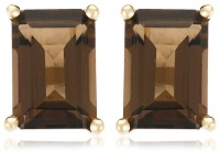 14k Gold Emerald-Cut Gemstone Studs