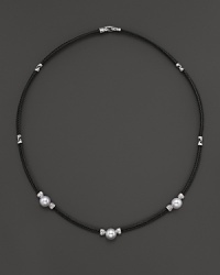 Charriol Black PVD Celtic Noir Cable Necklace with Pearls, 17 Charriol Black PVD Celtic Noir Cable Necklace with Pearls, 17