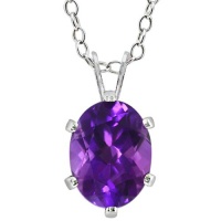 1.70 Ct Oval 9X7MM Purple Amethyst .925 Sterling Silver Pendant W/18 Chain 1.70 Ct Oval 9X7MM Purple Amethyst .925 Sterling Silver Pendant W/18 Chain