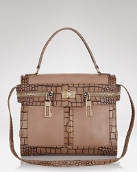 Embossed leather trims take Max Mara's classically styled satchel into luxurious territory. Carry it to give polished looks a shot of glamor or let it stand out against casual pieces. Embossed leather trims take Max Mara's classically styled satchel into luxurious territory. Carry it to give polished looks a shot of glamor or let it stand out against casual pieces.