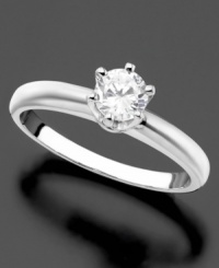 Aim for perfection on the big day. This stunning engagement ring features an ideal-cut diamond (1/2 ct. t.w.) set in platinum. Aim for perfection on the big day. This stunning engagement ring features an ideal-cut diamond (1/2 ct. t.w.) set in platinum.