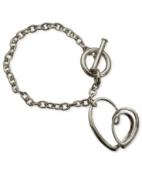 Make a heartfelt statement with this link charm bracelet from T Tahari. The bracelet, part of the Essentials Collection, is crafted from silver-tone mixed metal. Approximate length: 7-1/2 inches + 1-inch extender. Make a heartfelt statement with this link charm bracelet from T Tahari. The bracelet, part of the Essentials Collection, is crafted from silver-tone mixed metal. Approximate length: 7-1/2 inches + 1-inch extender.
