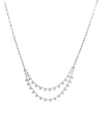 It takes two: With its double-row design, Charter Club's feminine floral necklace looks particularly lovely! Crafted in silver tone mixed metal and encrusted with sparkling glass accents. Approximate length: 17-1/2 inches + 2-inch extender. Approximate drop: 1 inch. It takes two: With its double-row design, Charter Club's feminine floral necklace looks particularly lovely! Crafted in silver tone mixed metal and encrusted with sparkling glass accents. Approximate length: 17-1/2 inches + 2-inch extender. Approximate drop: 1 inch.