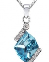Elegant Swarovski Elements Crystal Pendant Necklace - (Blue) 2016401