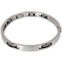 Mens Stainless Steel Rubber Accent Bracelet Mens Stainless Steel Rubber Accent Bracelet