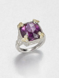 From the Monaco Collection. A beautifully faceted purple crystal stone set in sleek sterling silver accented with 18k gold and dazzling white sapphires. CrystalWhite sapphiresSterling silver18k goldWidth, about .7Imported From the Monaco Collection. A beautifully faceted purple crystal stone set in sleek sterling silver accented with 18k gold and dazzling white sapphires. CrystalWhite sapphiresSterling silver18k goldWidth, about .7Imported