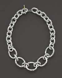From the Silver collection, chain link necklace in a hammered texture. Designed by Ippolita. From the Silver collection, chain link necklace in a hammered texture. Designed by Ippolita.