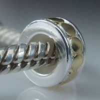 Golden Dots on Silver Ring Stopper with Rubber Core 14k Gold Plated Authentic 925 Sterling Silver Bead Fits Pandora Chamilia Biagi Troll Charms Europen Style Bracelets Golden Dots on Silver Ring Stopper with Rubber Core 14k Gold Plated Authentic 925 Sterling Silver Bead Fits Pandora Chamilia Biagi Troll Charms Europen Style Bracelets