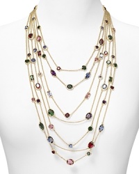 Enjoy seven strands of style with this Lauren Ralph Lauren 7-row gold chain necklace. Each chain is peppered with multi-colored stones, making it quite the statement piece. Enjoy seven strands of style with this Lauren Ralph Lauren 7-row gold chain necklace. Each chain is peppered with multi-colored stones, making it quite the statement piece.