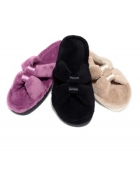 Add a romantic touch to your morning routine with plush, micro terry slide slippers by Isotoner. Add a romantic touch to your morning routine with plush, micro terry slide slippers by Isotoner.