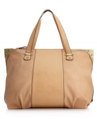 Fit for a starlet, this show-stopping style from Jessica Simpson will keep you in the spotlight. Subtle anaconda print details this roomy tote design ideal for the weekend and beyond. Fit for a starlet, this show-stopping style from Jessica Simpson will keep you in the spotlight. Subtle anaconda print details this roomy tote design ideal for the weekend and beyond.