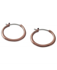 A darling design worth indulging. These small hoop earrings from Fossil are covered in chocolate hues for sweet style. Crafted in brown ion-plated stainless steel. A darling design worth indulging. These small hoop earrings from Fossil are covered in chocolate hues for sweet style. Crafted in brown ion-plated stainless steel.