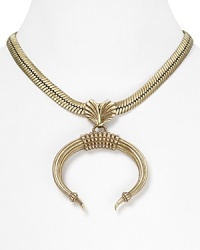 An instant wow piece. This Giles & Brother necklace flaunts Deco-inspired allure with sinuous chains, accented by a textured tusk-shaped pendant.