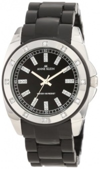 Anne Klein Women's 109179BKBK Swarovski Crystal Accented Black Plastic Dress Watch Anne Klein Women's 109179BKBK Swarovski Crystal Accented Black Plastic Dress Watch