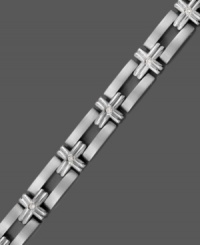 Stately sophistication. This structured men's style features rectangular links accented by round-cut diamonds (1/2 ct. t.w.). Bracelet crafted in titanium. Approximate length: 8-1/2 inches. Stately sophistication. This structured men's style features rectangular links accented by round-cut diamonds (1/2 ct. t.w.). Bracelet crafted in titanium. Approximate length: 8-1/2 inches.