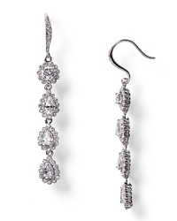 Nadri 4 framed cubic zirconia drop earrings. Cubic zirconium crystal drop earrings with four framed crystals and hook backings for pierced ears. 3.02 ct. t.w. Nadri 4 framed cubic zirconia drop earrings. Cubic zirconium crystal drop earrings with four framed crystals and hook backings for pierced ears. 3.02 ct. t.w.