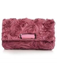 Life will be all roses when carrying this gorgeous rosette clutch from BCBGeneration. A classic clutch shape and glamourous jewel signature at front adds the perfect finishing touches. Life will be all roses when carrying this gorgeous rosette clutch from BCBGeneration. A classic clutch shape and glamourous jewel signature at front adds the perfect finishing touches.