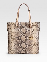 A classic shape with an exotic touch, crafted in python-printed leather with contrast double straps and an iconic ID chain.Shoulder straps, 9 drop Magnetic snap closure One inside zip pocket One inside open pocket Metallic leather lining 14W X 16H X 4D Imported A classic shape with an exotic touch, crafted in python-printed leather with contrast double straps and an iconic ID chain.Shoulder straps, 9 drop Magnetic snap closure One inside zip pocket One inside open pocket Metallic leather lining 14W X 16H X 4D Imported