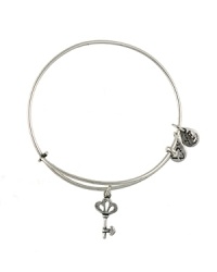 The macabre allure of the skeleton key inspires this Alex and Ani bangle, designed for simple symbolism in plated metal with a delicate, etched charm. The macabre allure of the skeleton key inspires this Alex and Ani bangle, designed for simple symbolism in plated metal with a delicate, etched charm.