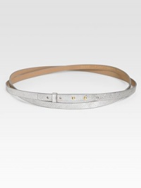 A metallic, snake-print design in supple leather, perfect for dressing up any look. Width, about ½Imported A metallic, snake-print design in supple leather, perfect for dressing up any look. Width, about ½Imported