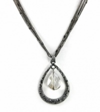 Alfani Necklace, Hematite-Tone Textured Teardrop with Crystals Pendant Necklace. Alfani Necklace, Hematite-Tone Textured Teardrop with Crystals Pendant Necklace.