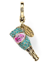 Celebrate with a sparkling champagne bottle charm from Juicy Couture. Celebrate with a sparkling champagne bottle charm from Juicy Couture.