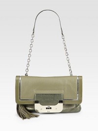 Just the perfect amount of shine lends this supple leather design a dose of glamour.Detachable shoulder strap, 10½ dropTurn-lock flap closureDetachable tassel accentOne outside open pocketOne inside zip pocketFully lined11W X 7H X 1DImported Just the perfect amount of shine lends this supple leather design a dose of glamour.Detachable shoulder strap, 10½ dropTurn-lock flap closureDetachable tassel accentOne outside open pocketOne inside zip pocketFully lined11W X 7H X 1DImported