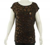 Michael Kors Sequin Front Shirt Chocolate M Michael Kors Sequin Front Shirt Chocolate M