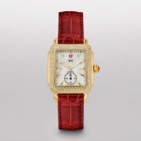 MICHELE Deco 16 Diamond Gold Garnet Alligator MICHELE Deco 16 Diamond Gold Garnet Alligator