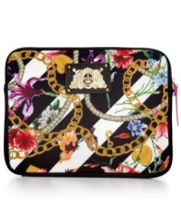 House your gadget in something haute with this iconic print iPad sleeve from Juicy Couture. The secure zip closure and interior padding keeps your tech toy safe and chic. House your gadget in something haute with this iconic print iPad sleeve from Juicy Couture. The secure zip closure and interior padding keeps your tech toy safe and chic.