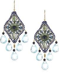 Miguel Ases Green Agate and Blue Topaz 14k Gold Filled Dangle Earrings Miguel Ases Green Agate and Blue Topaz 14k Gold Filled Dangle Earrings