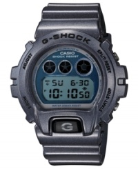 With a colorful metallic dial with a mirrored finish, this G-Shock digital watch beams with style. With a colorful metallic dial with a mirrored finish, this G-Shock digital watch beams with style.
