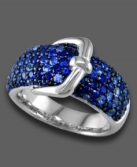 Show off your style sense with this gorgeous Balissima by Effy Collection ring featuring round-cut sapphires (3 ct. t.w.) set in sterling silver. Size 7.