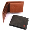 Alpine Swiss Men's Leather Bifold Wallet with Flip Up ID Window - Removable - Comes in a Gift Bag Luxurious Pullup Crunch Leather Featuring Suede Lined Bill Sections