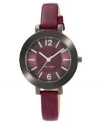 Deep purple hues finish off this casual watch from Nine West. Deep purple hues finish off this casual watch from Nine West.