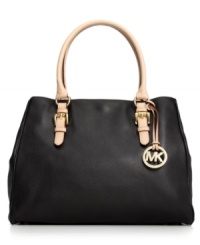 Whether it's a business trip to Bankok or breakfast in the boardroom, be sure to take this chic carryall from MICHAEL Michael Kors. Sumptuous leather and signature hardware add instant appeal, while the spacious interior fits files, laptop and other 9-to-5 sundries. Whether it's a business trip to Bankok or breakfast in the boardroom, be sure to take this chic carryall from MICHAEL Michael Kors. Sumptuous leather and signature hardware add instant appeal, while the spacious interior fits files, laptop and other 9-to-5 sundries.