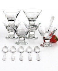 Think beyond the bar. These mini martini-inspired glasses from The Cellar are the perfect size and shape for a scoop of sorbet or sliced berries and cream. Tiny spoons help you take it slow and savor each dreamy bite. Think beyond the bar. These mini martini-inspired glasses from The Cellar are the perfect size and shape for a scoop of sorbet or sliced berries and cream. Tiny spoons help you take it slow and savor each dreamy bite.