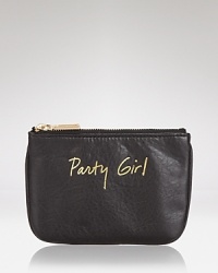 This Rebecca Minkoff pouch is a party girl's perfect plus one, sized to stow the soiree stuffs: gloss, gadget, and just enough cash to get you home in the morning. This Rebecca Minkoff pouch is a party girl's perfect plus one, sized to stow the soiree stuffs: gloss, gadget, and just enough cash to get you home in the morning.