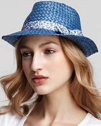 Aqua Straw Fedora with Liberty Ribbon Aqua Straw Fedora with Liberty Ribbon